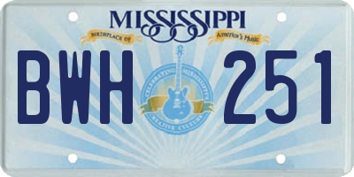 MS license plate BWH251