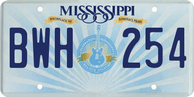 MS license plate BWH254