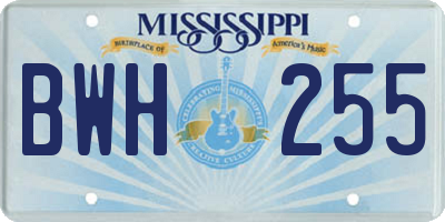 MS license plate BWH255