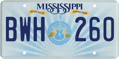 MS license plate BWH260