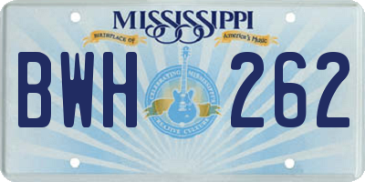 MS license plate BWH262