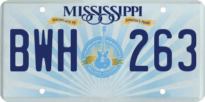 MS license plate BWH263