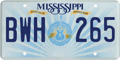 MS license plate BWH265