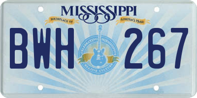 MS license plate BWH267