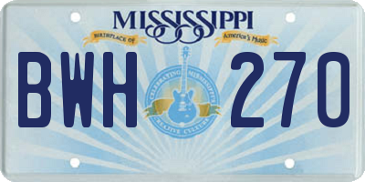 MS license plate BWH270