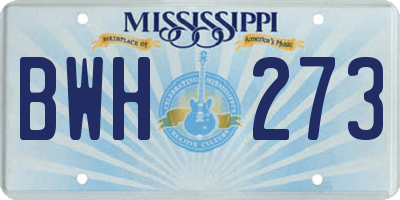 MS license plate BWH273