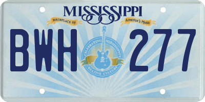 MS license plate BWH277