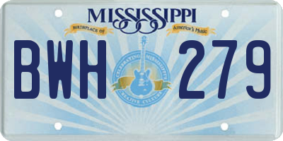 MS license plate BWH279