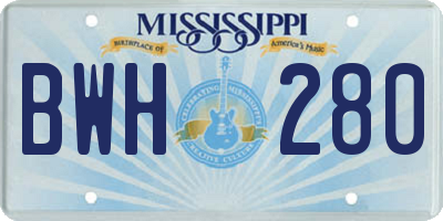 MS license plate BWH280