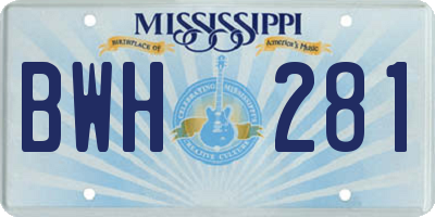 MS license plate BWH281