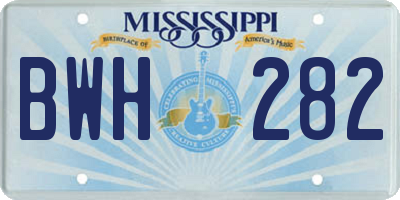 MS license plate BWH282