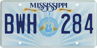 MS license plate BWH284