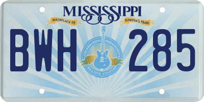 MS license plate BWH285