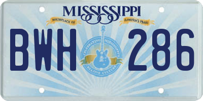 MS license plate BWH286