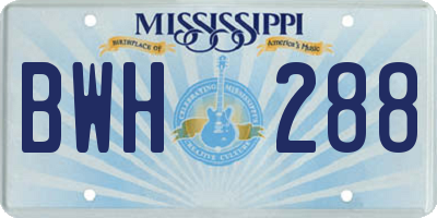 MS license plate BWH288