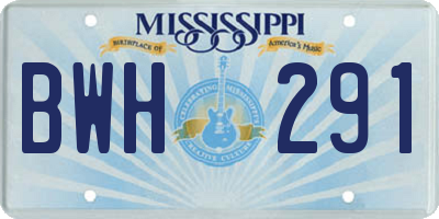 MS license plate BWH291