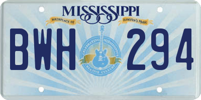 MS license plate BWH294