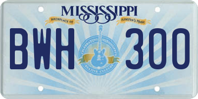 MS license plate BWH300