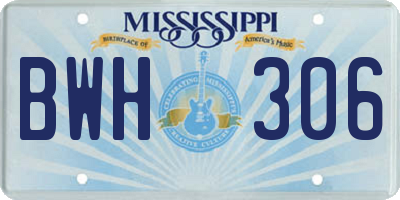 MS license plate BWH306