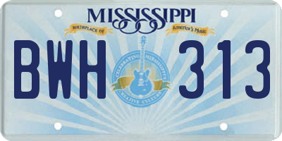 MS license plate BWH313