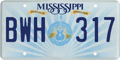 MS license plate BWH317