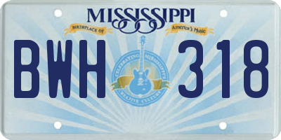 MS license plate BWH318