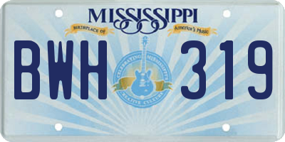 MS license plate BWH319