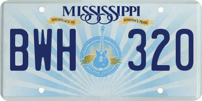 MS license plate BWH320