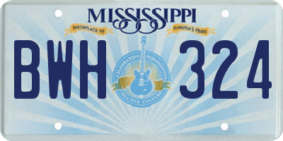 MS license plate BWH324