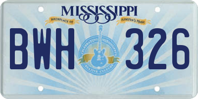 MS license plate BWH326