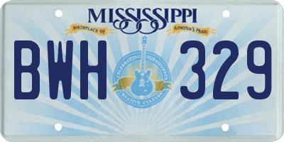 MS license plate BWH329