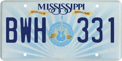MS license plate BWH331
