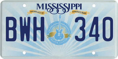 MS license plate BWH340