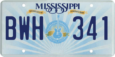 MS license plate BWH341