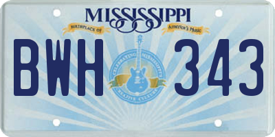 MS license plate BWH343