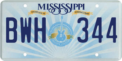 MS license plate BWH344