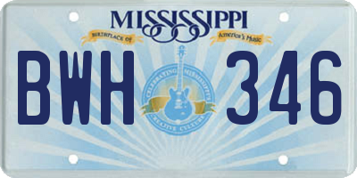 MS license plate BWH346