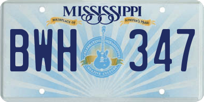 MS license plate BWH347