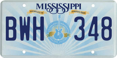 MS license plate BWH348