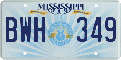 MS license plate BWH349