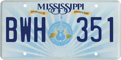 MS license plate BWH351