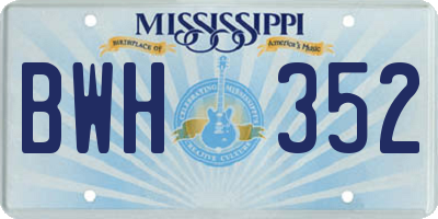 MS license plate BWH352