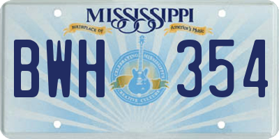 MS license plate BWH354