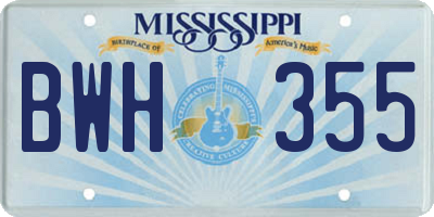 MS license plate BWH355