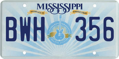 MS license plate BWH356