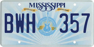 MS license plate BWH357