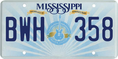 MS license plate BWH358
