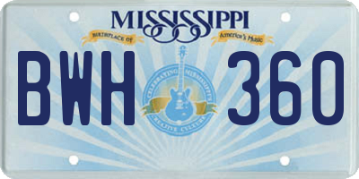 MS license plate BWH360