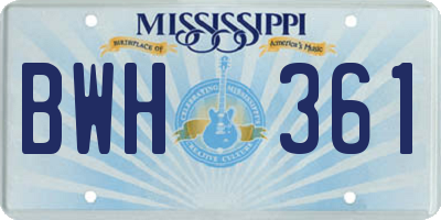 MS license plate BWH361