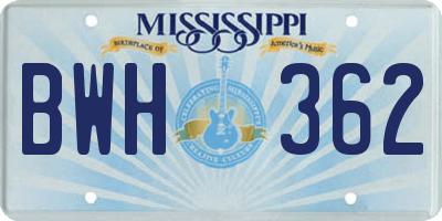 MS license plate BWH362